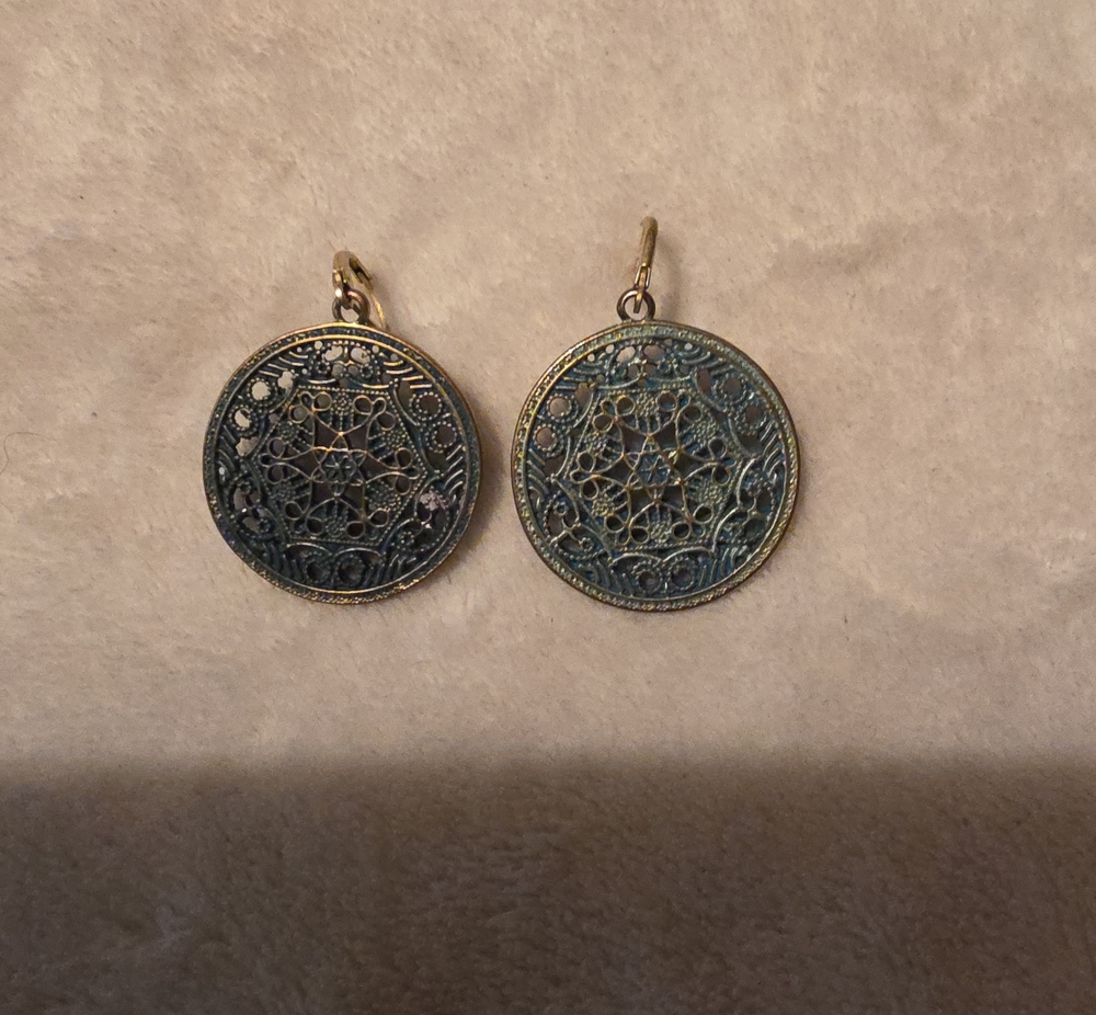 Turquoise Colored Medallion Earrings